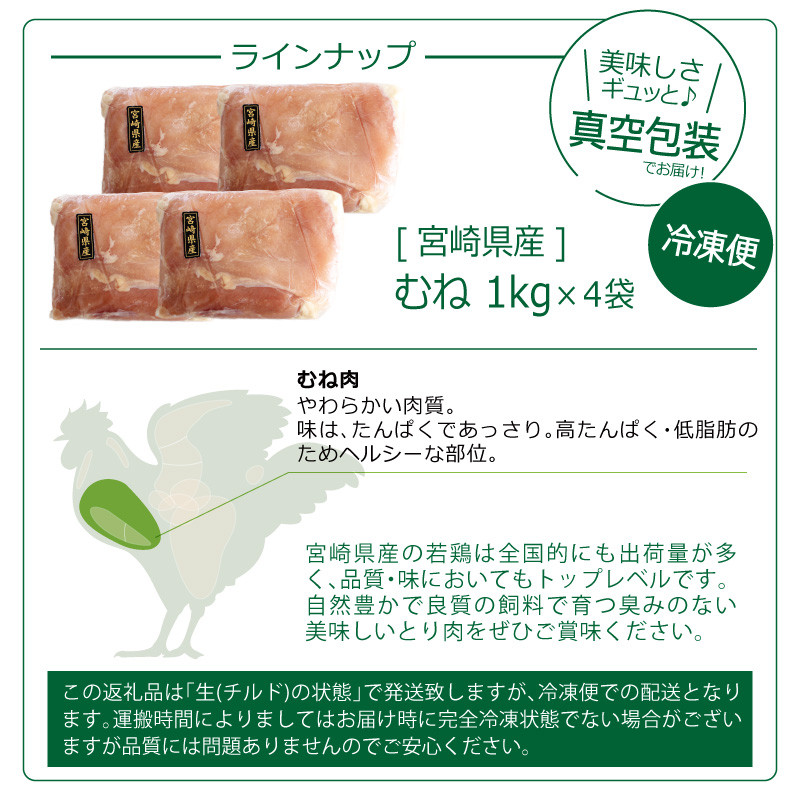 36 117 宮崎県産若鶏 むね肉4kg セット 宮崎県綾町 ふるさと納税 ふるさとチョイス