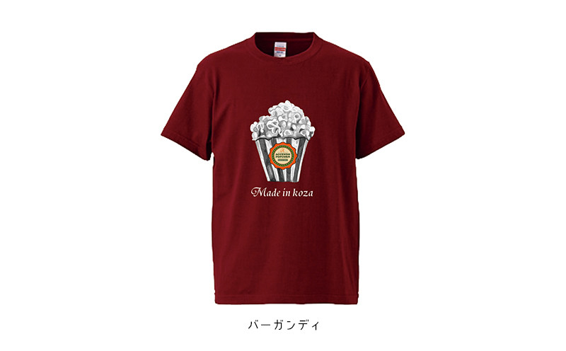 アチェンドポップコーン】オリジナルTシャツ（バーガンディ） - 沖縄県