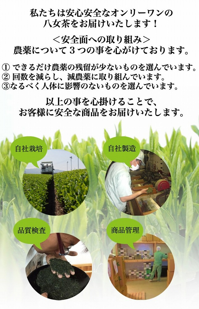 自社製造の深蒸しの八女茶！八十八夜茶（はちじゅうはちやちゃ）80g入り3袋セット