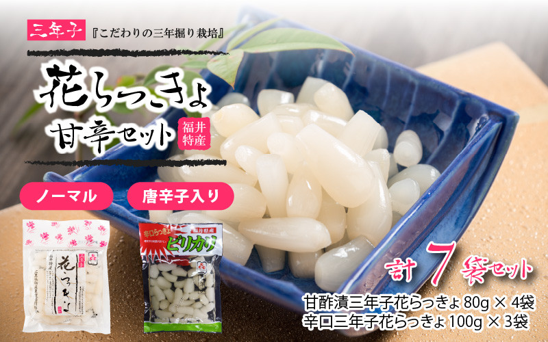 1095円 【SALE／76%OFF】 福井産 三年子 花らっきょうの甘酢漬け 80g 7パックセット