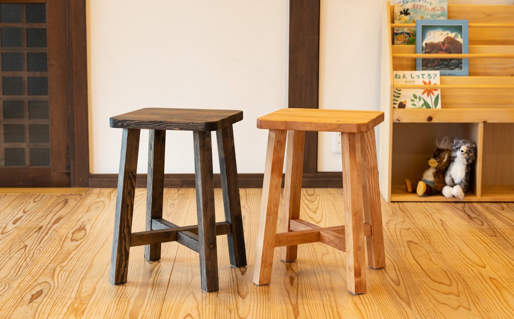 木製スツール 高さ75cm 丸椅子 stool 猫犬 - スツール