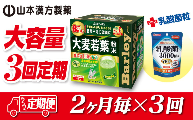 定期便 2ヶ月に1度 3回送付 大麦若葉粉末 176スティック 乳酸菌粒 3000億個 愛知県小牧市 ふるさと納税 ふるさとチョイス