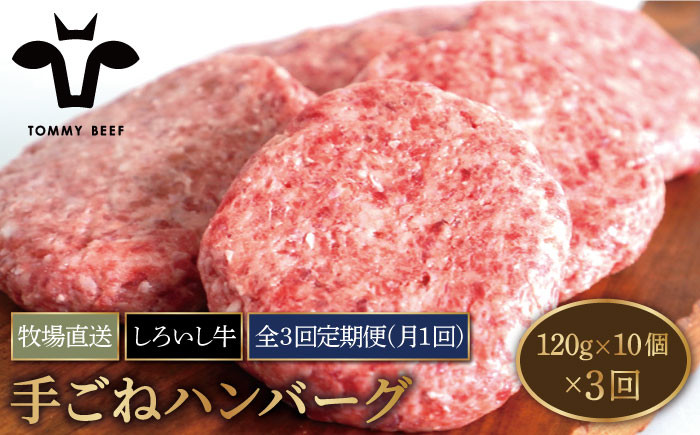 牧場直送】【3回定期便】佐賀県産 しろいし牛 ボリュームたっぷり 手ごね ハンバーグ 120g×10個【有限会社佐賀セントラル牧場】 [IAH057]  - 佐賀県白石町｜ふるさとチョイス - ふるさと納税サイト