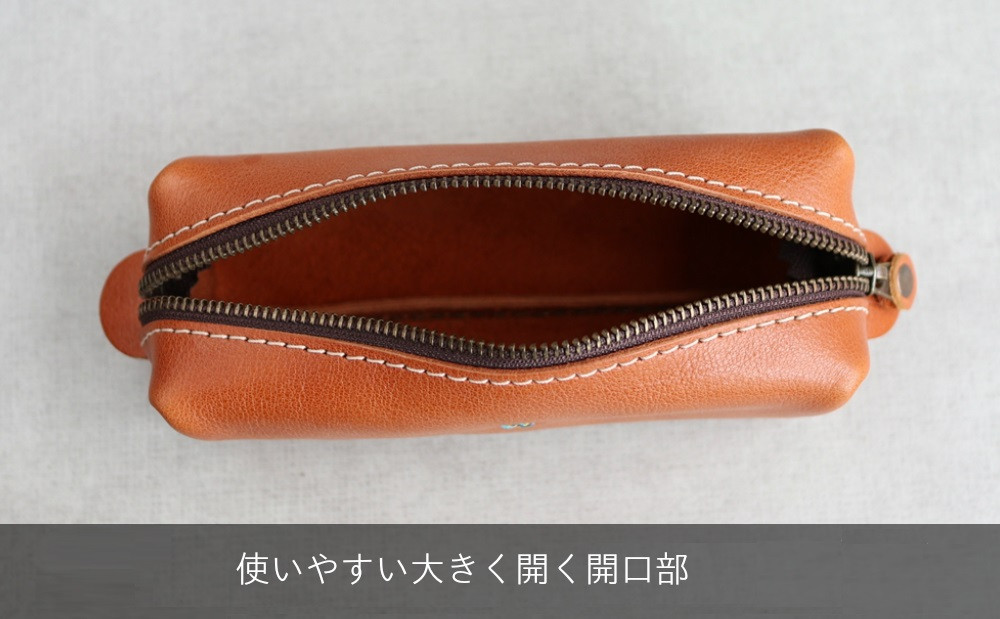 ふるさと納税 革工房グレイン ファスナーペンケース 手染め赤茶