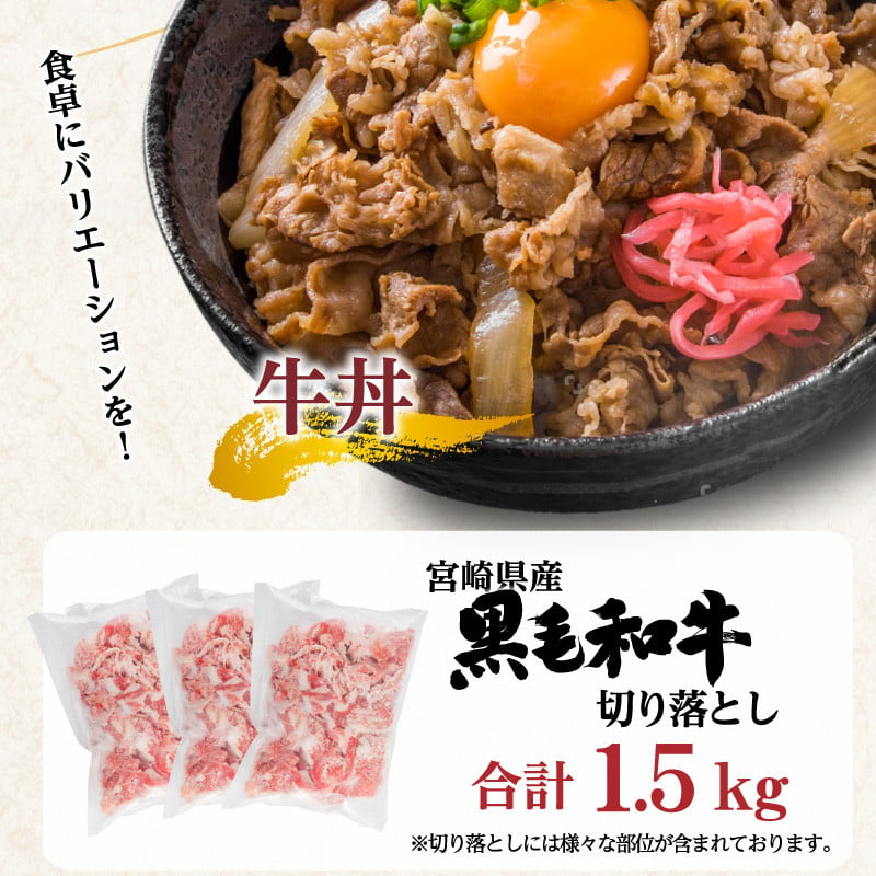 宮崎県産黒毛和牛切り落とし合計1.5kg（冷凍500g×3パック）_M179-002_01 - 宮崎県宮崎市｜ふるさとチョイス - ふるさと納税サイト