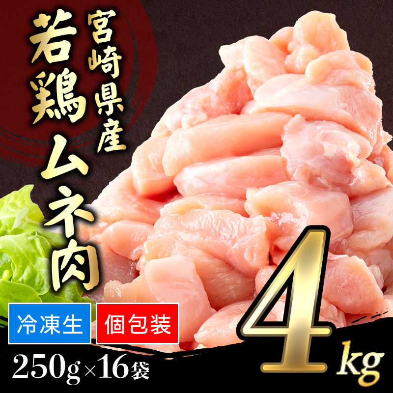 宮崎県産若鶏 むね肉 4kg（250g×16パック）※小分け・カット済・真空冷凍_M146-009_01 - 宮崎県宮崎市｜ふるさとチョイス -  ふるさと納税サイト