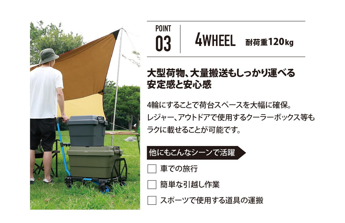 花岡車輌 2輪・4輪で使えるフラットカート 2x4ブルー F-CART2x4 - 埼玉