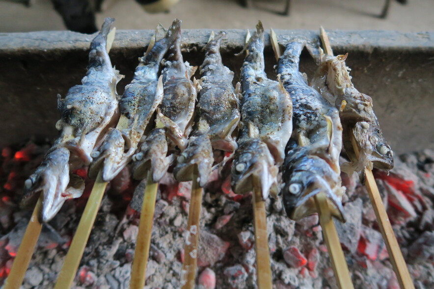 子供から大人まで楽しめる花見養魚センター。焼き立ての旨さをどうぞ！