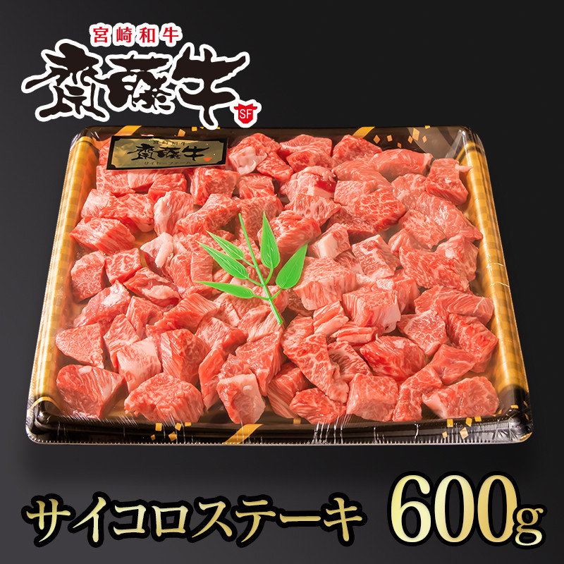 訳あり 宮崎和牛 赤身肉主体 齋藤牛 サイコロステーキ600g