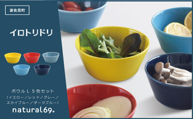 波佐見焼】イロトリドリ ボウルL 5色セット 食器 皿 【natural69