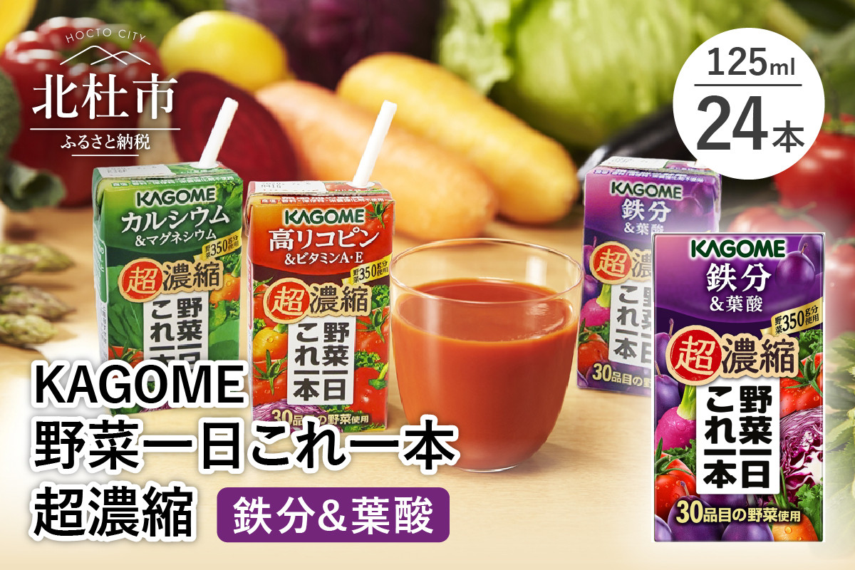 カゴメ 野菜一日これ一本 超濃縮 鉄分葉酸 125ml 紙パック 24本入 （野菜ジュース） - 山梨県北杜市｜ふるさとチョイス -  ふるさと納税サイト