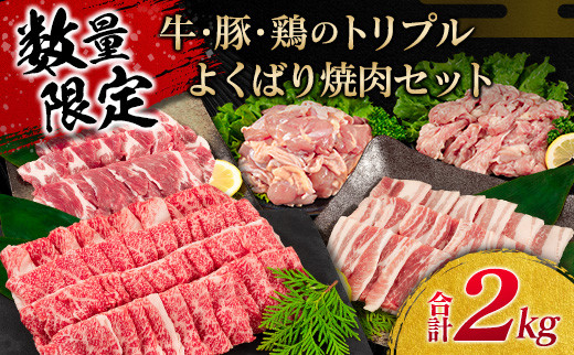≪数量限定≫牛・豚・鶏のトリプルよくばり焼肉セット(合計2kg) 肉