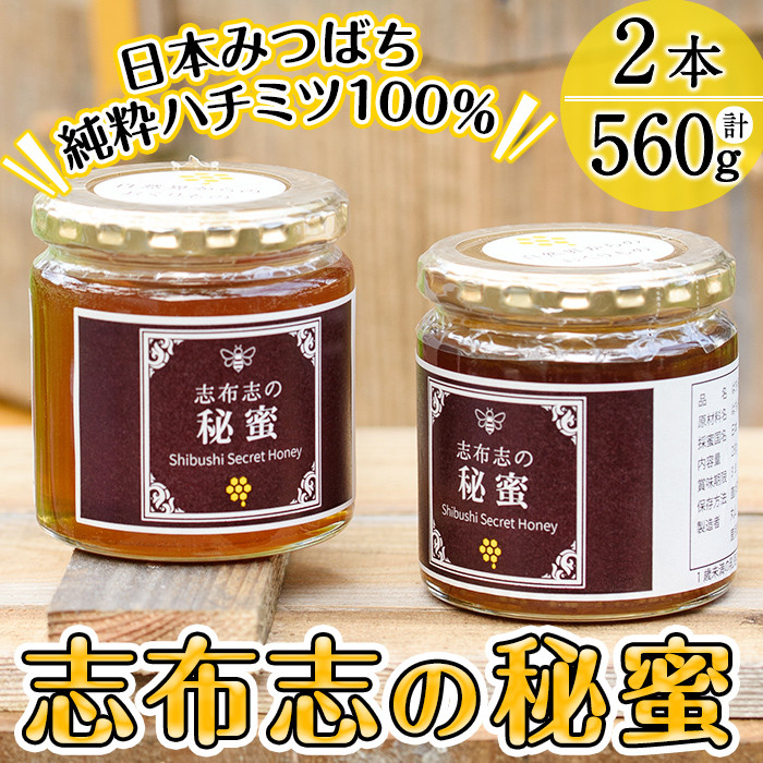 b2-003 日本みつばちの純粋蜂蜜＜志布志の秘蜜＞計560g(280g×2本