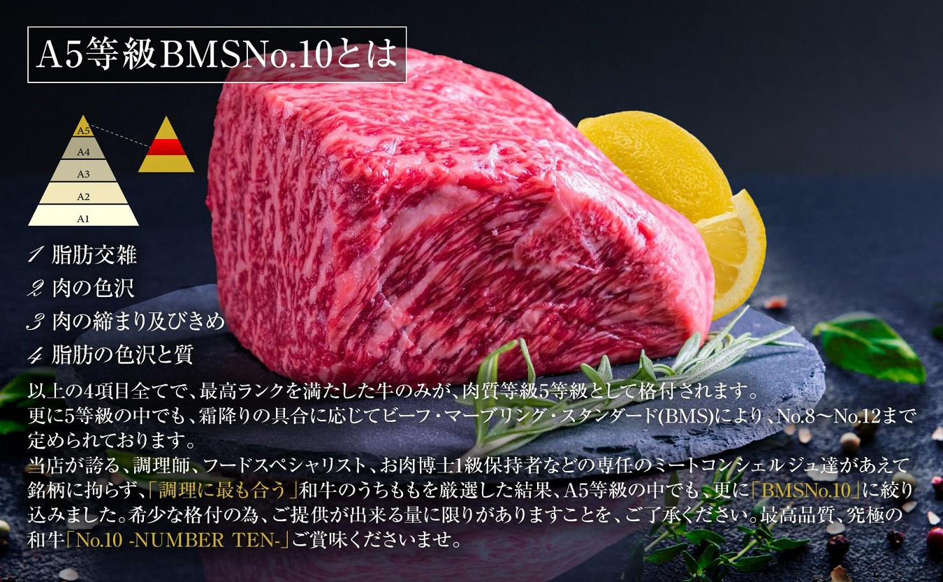 [№5221-0700]A5等級 BMSNo.10限定 黒毛和牛もも塊肉 ブロック 500g