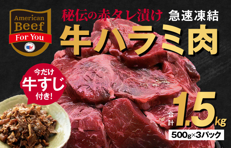 牛肉 ハラミ 1.5kg 小分け タレ漬け 味付き 焼肉 BBQ 手切り加工 お手軽 簡単 肉厚 冷凍 人気 高評価 緊急支援 期間限定  牛すじ佃煮付き - 大阪府泉佐野市｜ふるさとチョイス - ふるさと納税サイト