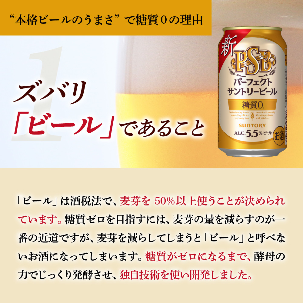 パーフェクトサントリー ビール 350ml×24本 糖質ゼロ PSB 【サントリー