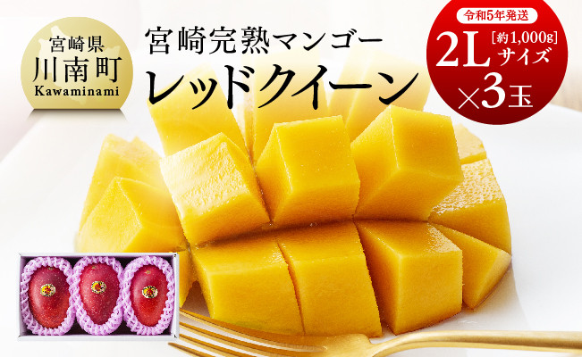 令和５年発送】宮崎県産完熟マンゴー「レッドクイーン」２Ｌ×３玉