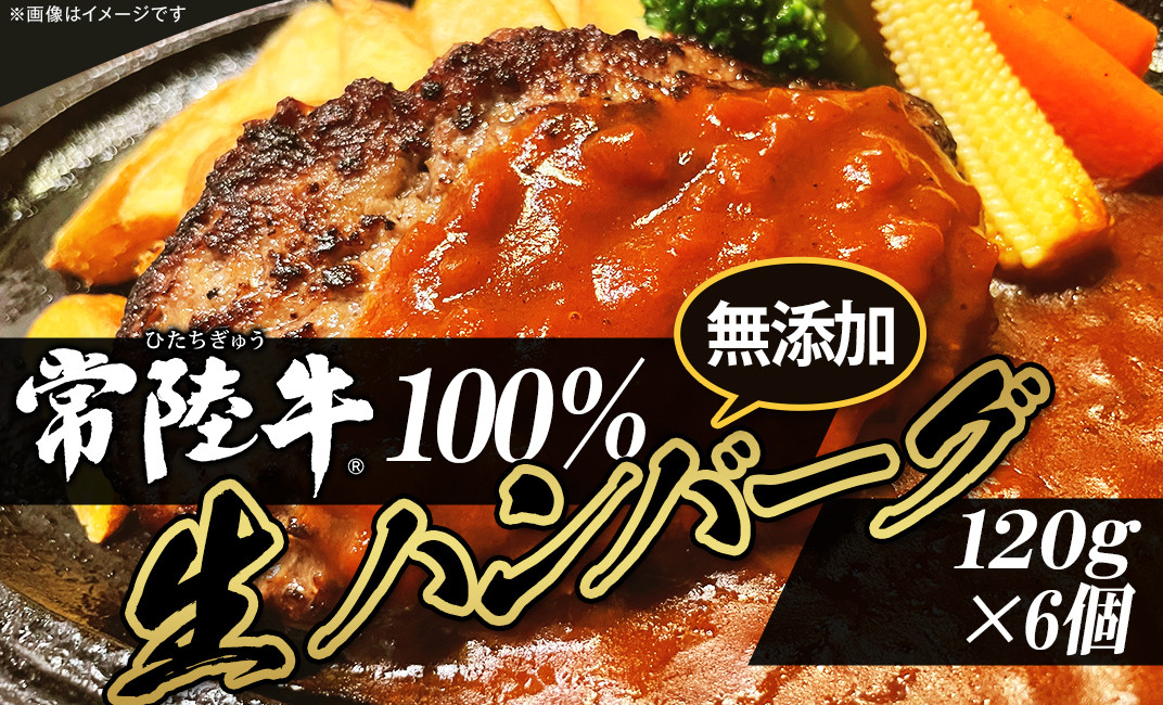 生ハンバーグ120g×6個【常陸牛】100％【 牛肉 牛 肉 はんばーぐ 無添加 ブランド牛 冷凍 ブランド 人気 おすすめ 国産 黒毛和牛 】