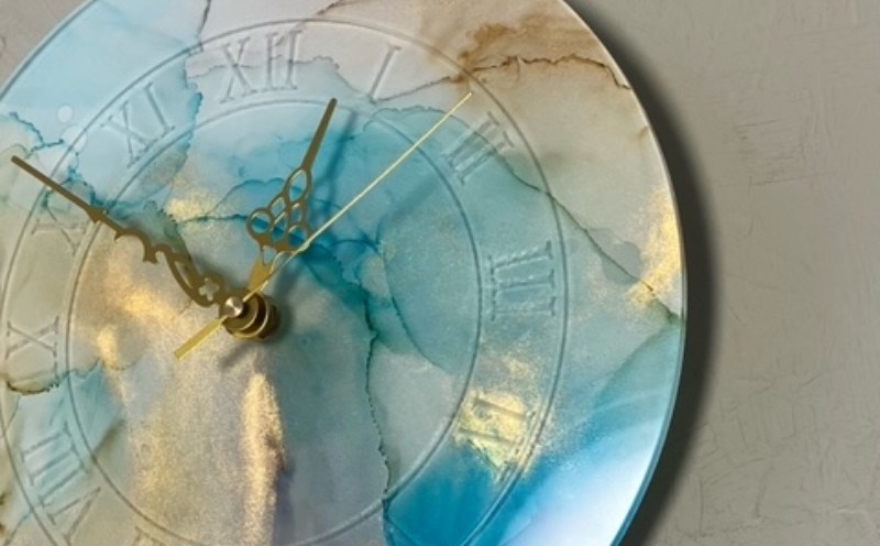 アルコールインクアート＞リゾートカラーのアート時計（25センチ） 沖縄県西原町｜ふるさとチョイス ふるさと納税サイト