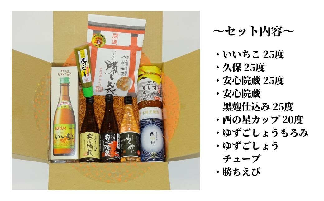 B-451 うさ産品＆焼酎ミニチュアセット 麦焼酎 焼酎 ミニボトル ゆず