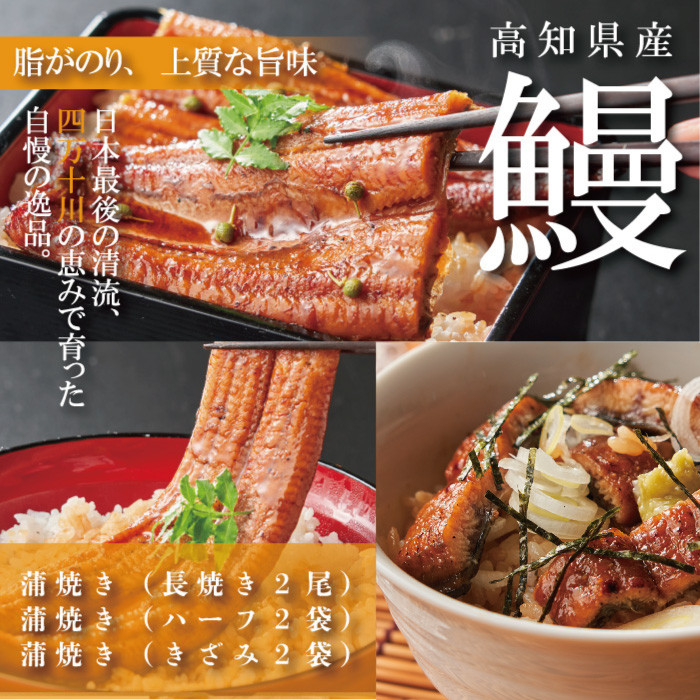 23-362.高知県産うなぎ蒲焼 長尾2尾+ハーフ2袋+きざみ2袋/D 高知県四万十市|ふるさとチョイス ふるさと納税サイト ふるさと納税 22-1052.高知県産 うなぎ白焼きハーフ4袋/S4小 高知県四万十市