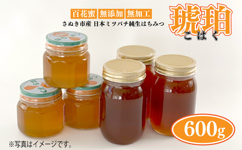 さぬき市産の日本蜜蜂純正ハチミツ「琥珀」600g - 香川県さぬき市