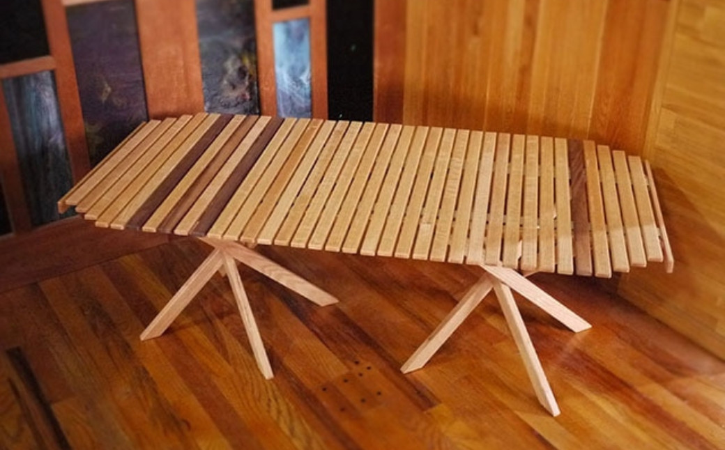ロールトップテーブル KuruKaru Mid-High Table Double 木製 ロールテーブル アウトドアテーブル アウトドア用品  キャンプ用品 燕三条製 [OUTSIDE IN] 通販