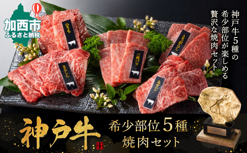 神戸牛 焼肉 希少部位 5種食べ比べ 計400g 80g×5 ミスジ ヒウチ 三角