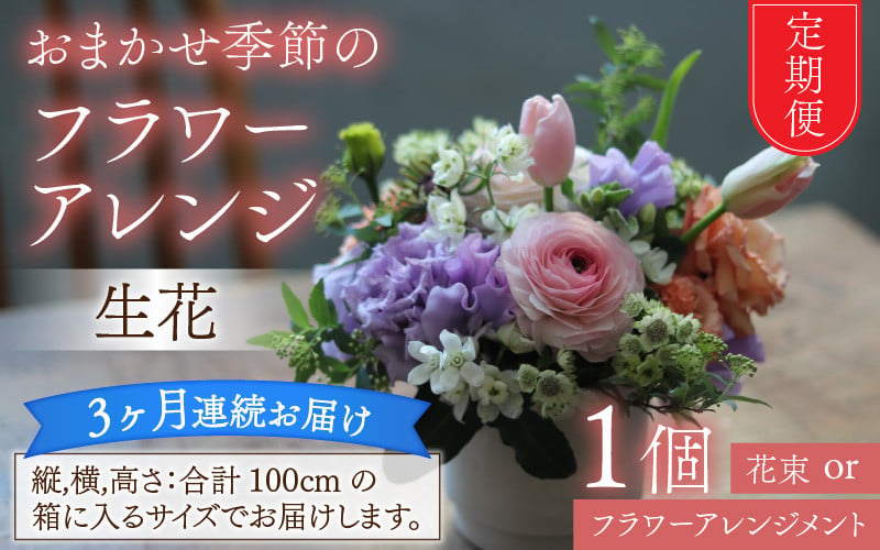 定期便3回】おまかせ季節のフラワーアレンジ（生花）×3ヶ月 - 富山県