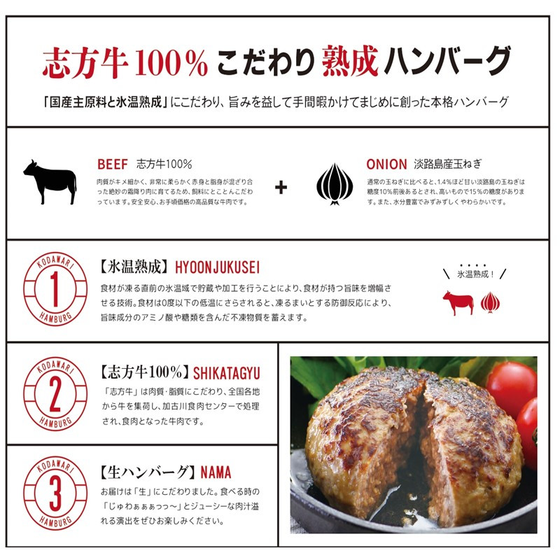 ふるさと納税 志方牛100のこだわり熟成ハンバーグ150g×4個〈ハンバーグ