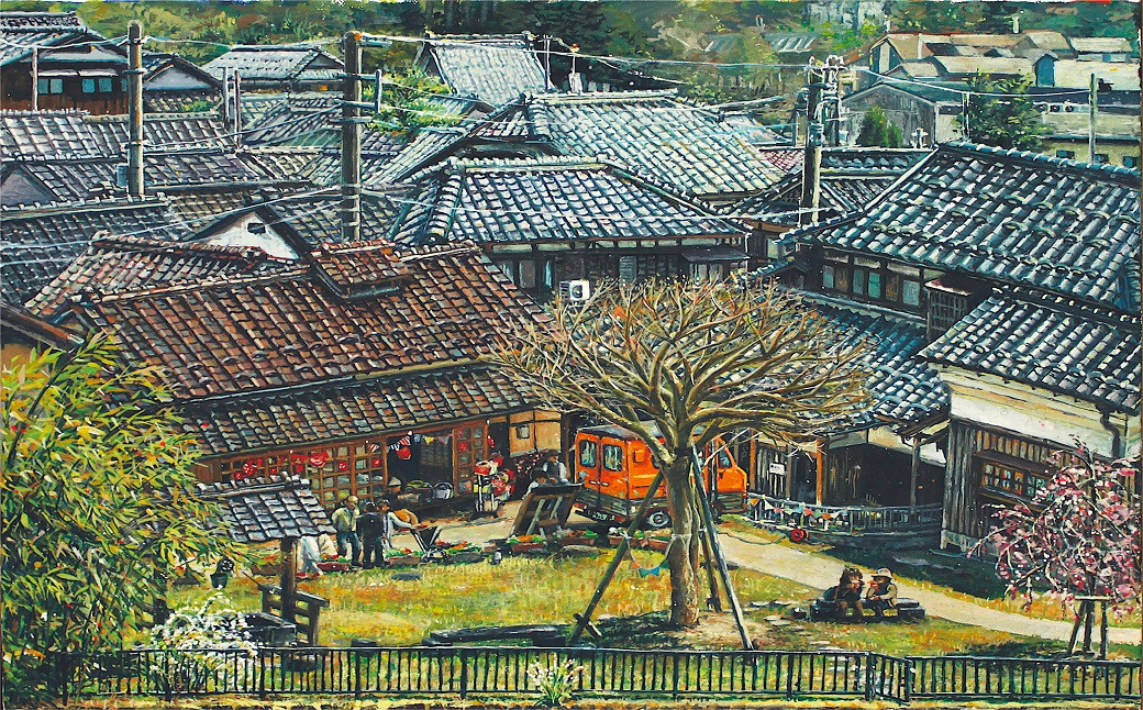 「小さな春のマルシェ」/生野町の浅田邸で開催のイベントを描いた作品