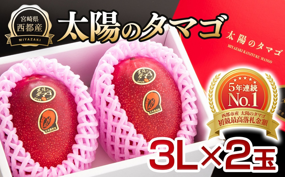 最高級ブランド『太陽のタマゴ』3L×2個【糖度15度以上】宮崎県西都市産