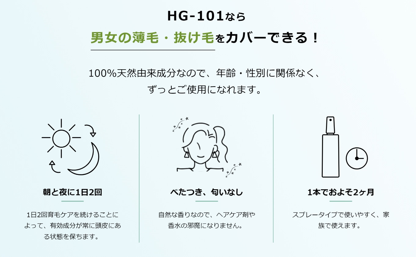 植物性の育毛剤「HG-101」 150cc 1本