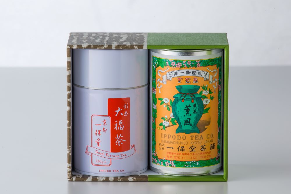 一保堂茶舗〉玉露「甘露」1本と煎茶「嘉木」2本の小缶詰合せ 御銘茶