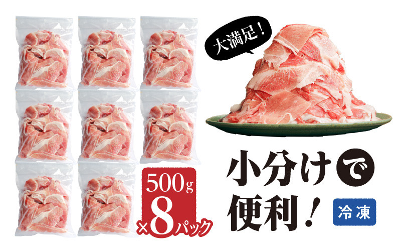 宮崎県産豚肉切り落とし合計4kg(冷凍500g×8パック)【豚肉 小分け 4kg