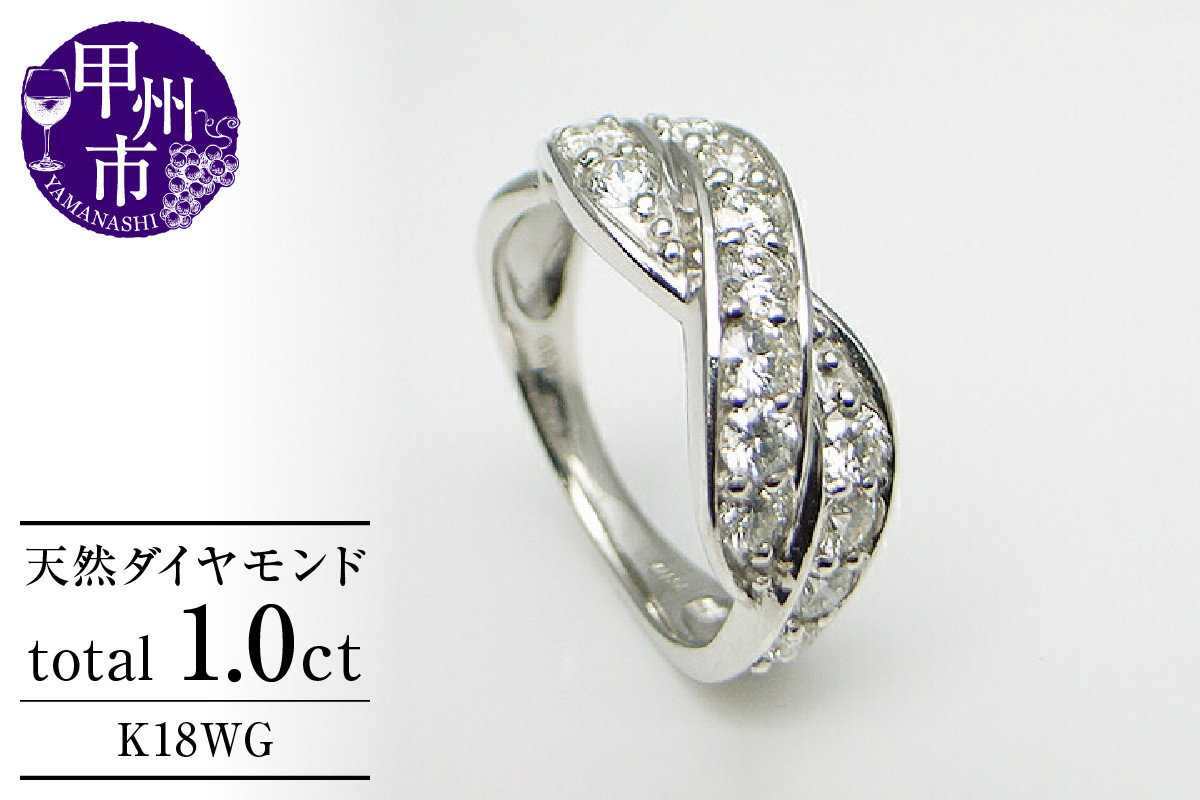 指輪 天然 ダイヤ 1.0ct SIクラス クロスリング 天然石 15石【K18 ...