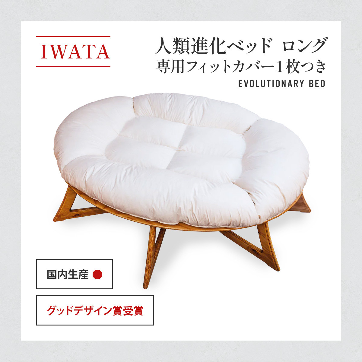 IWATA 人類進化ベッド ロング (専用フィットカバー1枚つき） AA042