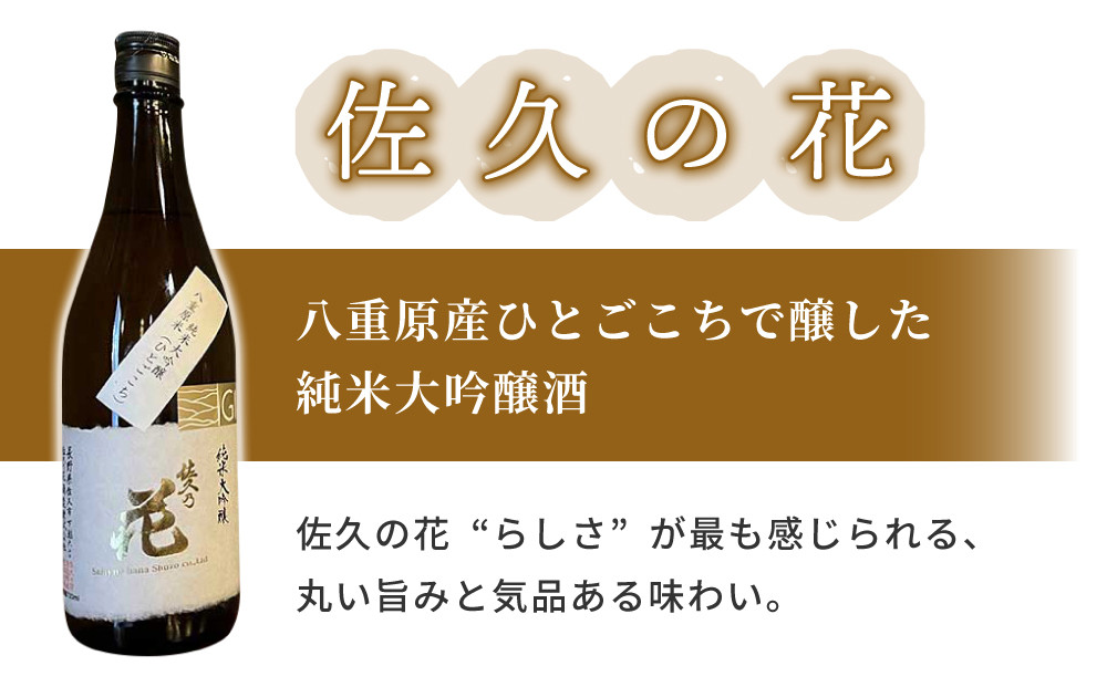 八重原産ひとごこちでできた日本酒「佐久の花 純米大吟醸」と 八重原産