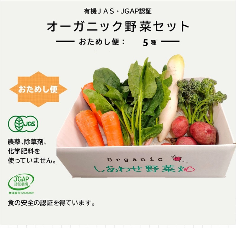 有機JAS・JGAP認証しあわせ野菜畑で育てた有機野菜セットお試し便