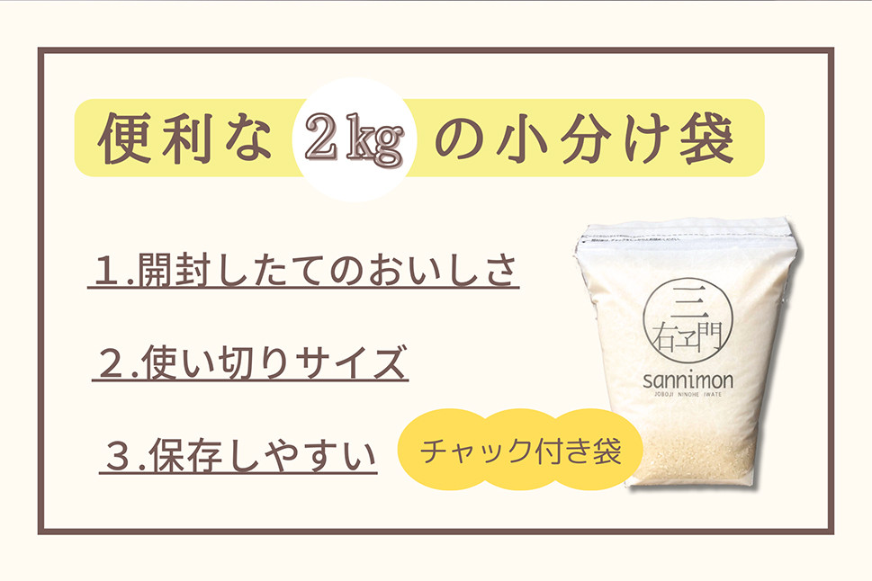 偶数月6回定期便】岩手県産 ひとめぼれ 三右エ門こだわりのお米 2kg×3袋×6回 合計36kg【2024年10月から2026年2月下旬発送予定】／ お米  コメ ご飯 白米 岩手県 二戸市 - 岩手県二戸市｜ふるさとチョイス - ふるさと納税サイト