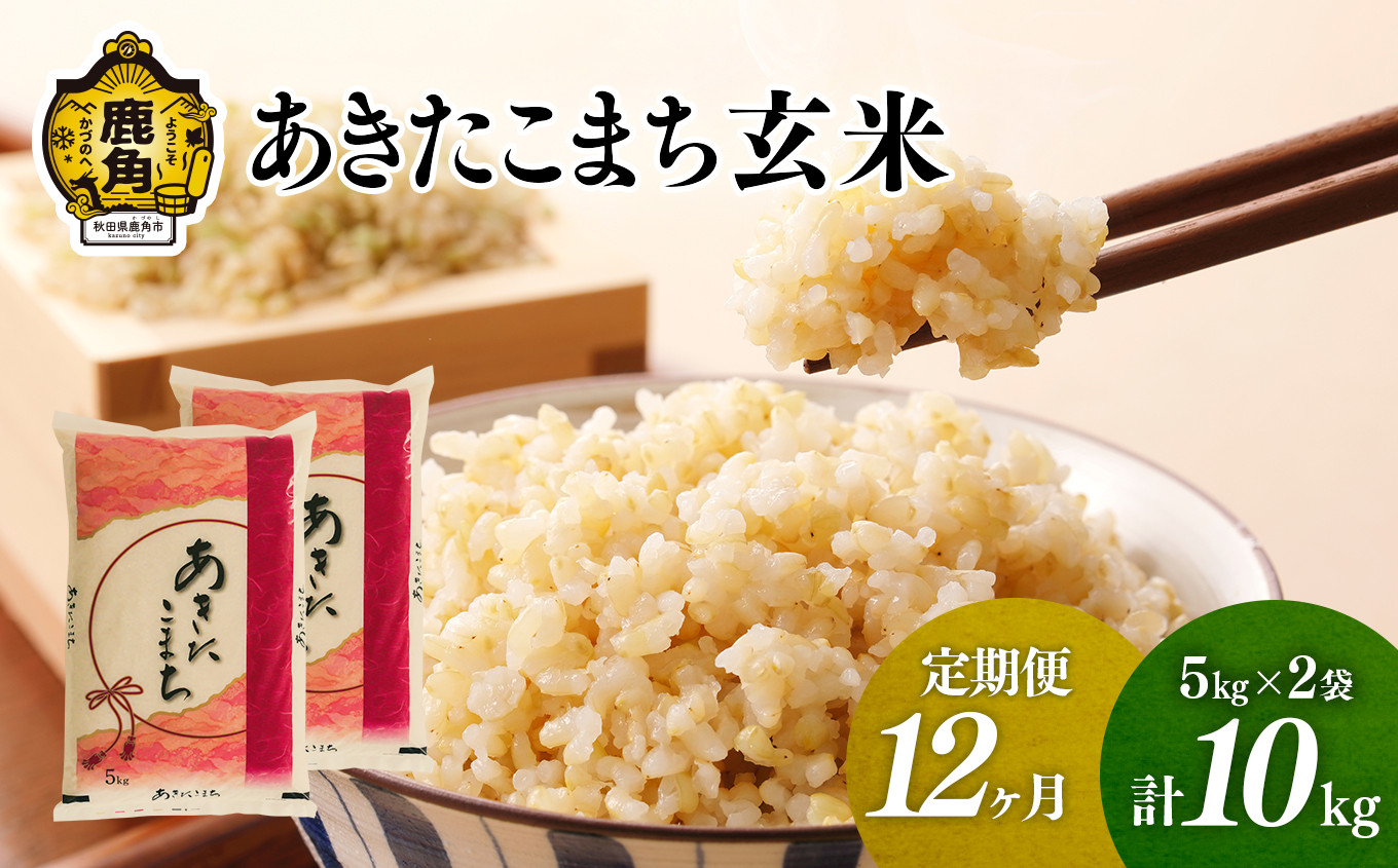 定期便】令和6年産 単一原料米「あきたこまち」玄米 10kg×12ヶ月（合計 