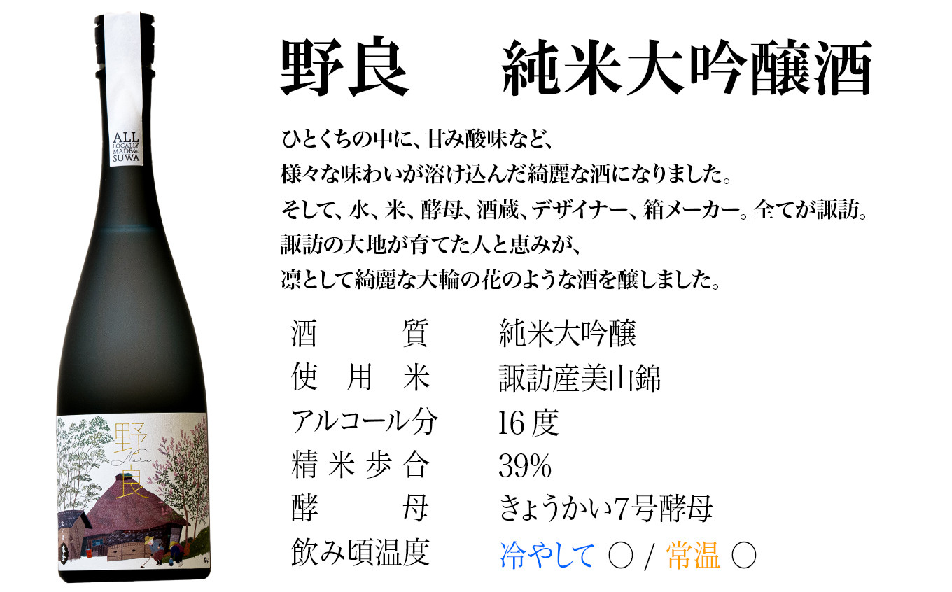 先行予約 】【 数量限定 】 日本酒 純米大吟醸 野良 720ml 本金 地酒 酒 冷酒 冷や 常温 化粧箱入り 贈答品 諏訪市  2024年12月上旬以降順次発送予定 【90-03】 - 長野県諏訪市｜ふるさとチョイス - ふるさと納税サイト