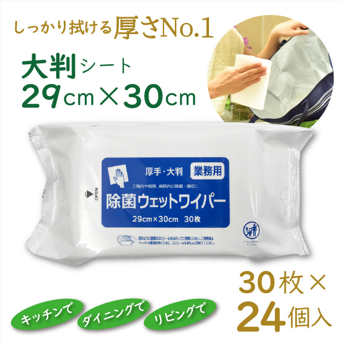 業務用 除菌用ウェットワイパー 30枚入 × 24個 大判 厚手 プロ仕様 ウェットティシュー ウェットシート 天然抗菌成分 衛生 クリーナー 除菌  清掃 日用品 消耗品 生活用品 富士市 [sf088-001] - 静岡県富士市｜ふるさとチョイス - ふるさと納税サイト