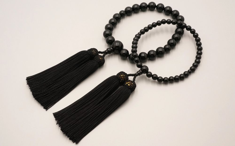 【NEW限定品】 神戸珠数店】〈京念珠〉黒オニキス 男性用数珠/女性用数珠セット アクセサリー