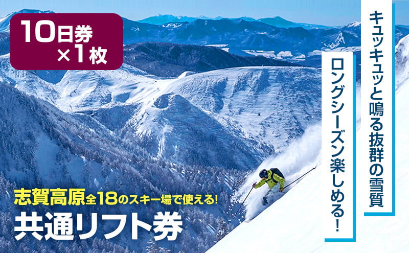 2024-25 志賀高原スキー場共通リフト券 10日券 【スキー場 共通 リフト券 志賀高原 スキー スノーボード リフト チケット 志賀高原全山  アウトドア スポーツ 旅行 長野県 長野 】 - 長野県山ノ内町｜ふるさとチョイス - ふるさと納税サイト