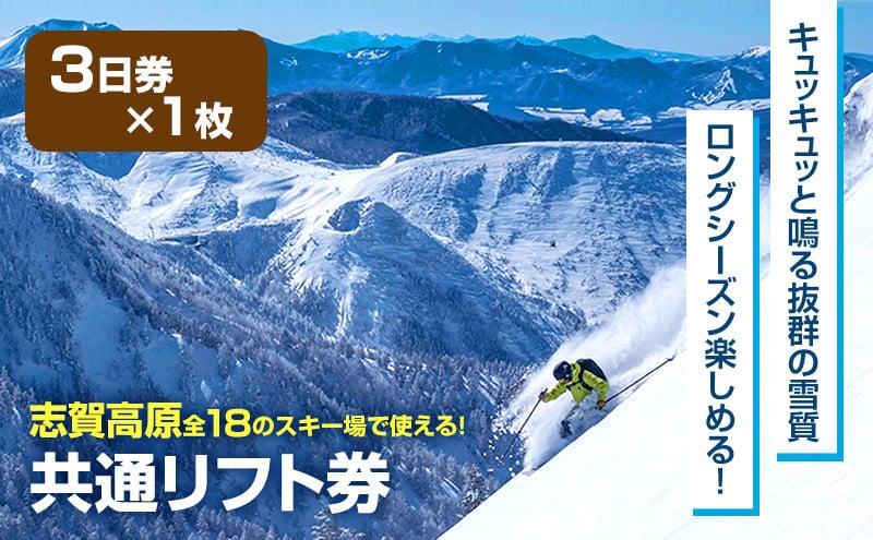 2024-25 志賀高原スキー場共通リフト券 3日券【 スキー場 共通 リフト券 志賀高原 スキー スノーボード リフト チケット 志賀高原全山  アウトドア スポーツ 旅行 長野県 長野 】 - 長野県山ノ内町｜ふるさとチョイス - ふるさと納税サイト