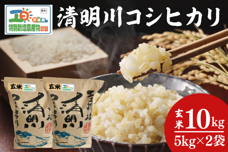 04-20 茨城県特別栽培認証 清明川コシヒカリ玄米 5㎏×2袋【令和6年産新米】【米 おこめ こしひかり 特別栽培米 農家直送 直送 茨城県  阿見町】 - 茨城県阿見町｜ふるさとチョイス - ふるさと納税サイト