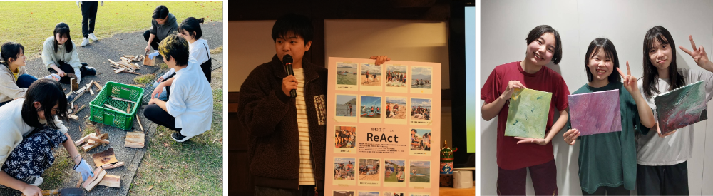 ㊧虹ノ松原清掃 ㊥北浜ビーチクリーン ㊨七山お助け隊