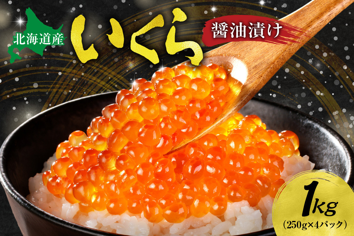 北海道産 いくら醤油漬け 1kg いくら 250g×4個 化粧箱入り イクラ 鮭いくら 醤油漬け 濃厚 鮭卵 魚卵 海鮮 魚介類 魚介 グルメ 冷凍  お取り寄せ 小分け パック 北海道 札幌市 - 北海道札幌市｜ふるさとチョイス - ふるさと納税サイト