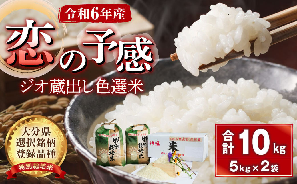 036-1254 令和6年産 大分県 豊後大野市産 大分県選択銘柄登録品種 「恋の予感」ジオ蔵出し色選米 特別栽培米 10kg (5kg×2袋) 米  精米 - 大分県豊後大野市｜ふるさとチョイス - ふるさと納税サイト